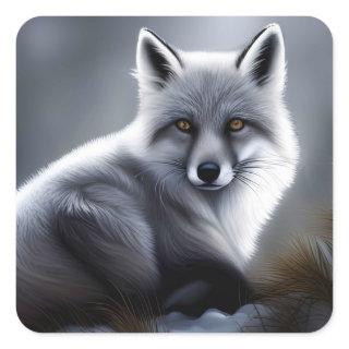 Beautiful Silver Fox  Square Sticker