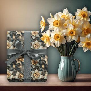 Beautiful Spring Baroque Daffodils Floral Pattern