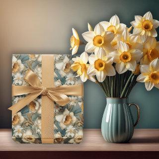 Beautiful Spring Baroque Daffodils Floral Pattern