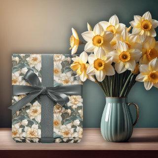 Beautiful Spring Baroque Daffodils Floral Pattern