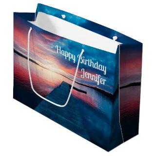 Beautiful Sunset on a Calm Lake Birthday Large Gift Bag