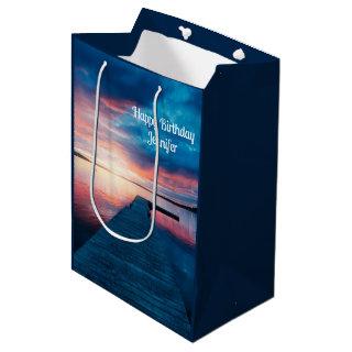 Beautiful Sunset on a Calm Lake Birthday Medium Gift Bag