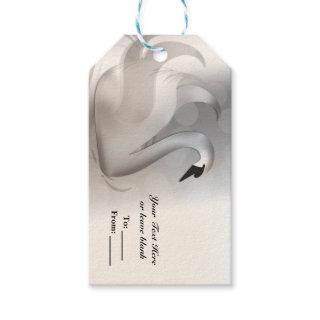 Beautiful Swan White & Silver Elegant Custom Favor Gift Tags