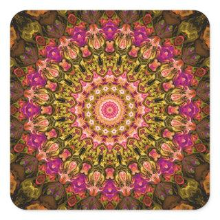 beautiful textile carpet mandala pattern square sticker