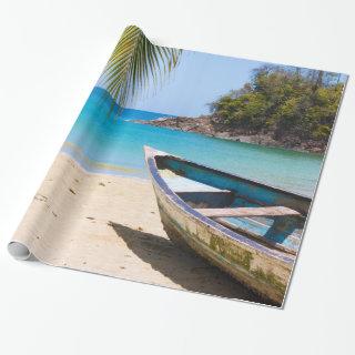 Beautiful Tropical Beach with a Rowboat