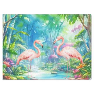 Beautiful Tropical Pink Flamingos Decoupage Tissue Paper