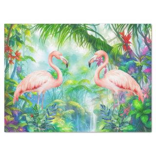 Beautiful Tropical Pink Flamingos Decoupage Tissue Paper