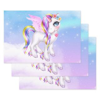 Beautiful Unicorn with Rainbow Mane & Tail  Sheets