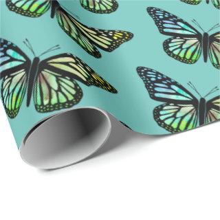 Beautiful Watercolor Butterflies Pattern Gree Gold