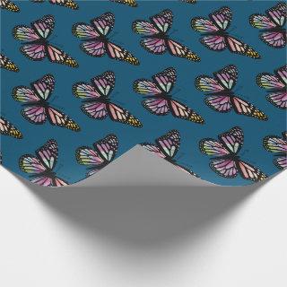 Beautiful Watercolor Butterflies Pattern Indigo