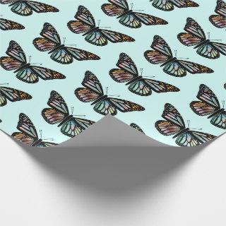 Beautiful Watercolor Butterflies Pattern Mint
