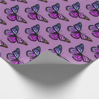 Beautiful Watercolor Butterflies Pattern Purple