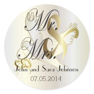 Beautiful Wedding Dove  | Personalize Classic Round Sticker