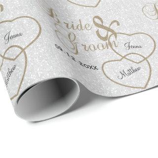 Beautiful White Wedding Confetti and Gold Hearts