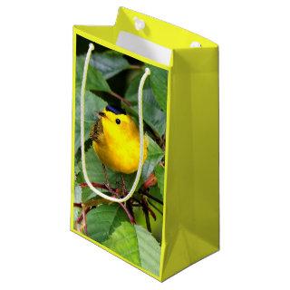 Beautiful Wilson's Warbler in the Cherry Tree Small Gift Bag