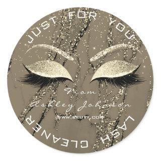 Beauty Salon Glitter Marble Gold Lashes Cleaner Classic Round Sticker