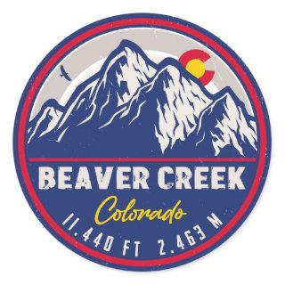 Beaver Creek Colorado Retro Sunset Souvenirs Classic Round Sticker