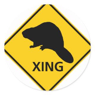 Beaver Crossing Highway Sign Classic Round Sticker