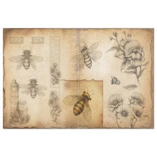 Bee and Floral Sketches Ephemera Tissue Paper