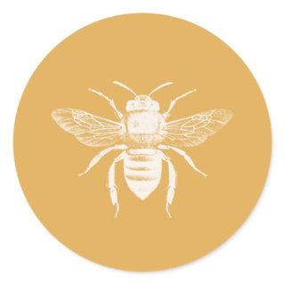 Bee and Golden Honeycomb Pattern Classic Round Sticker