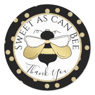 Bee and Polka Dots Thank You Classic Round Sticker