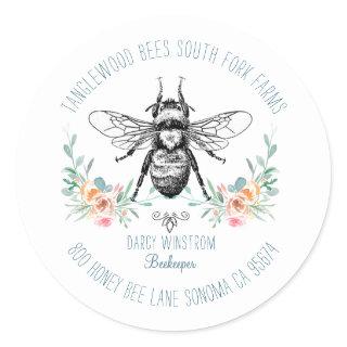 Bee Apiary Beekeeper Business Return Address Classic Round Sticker