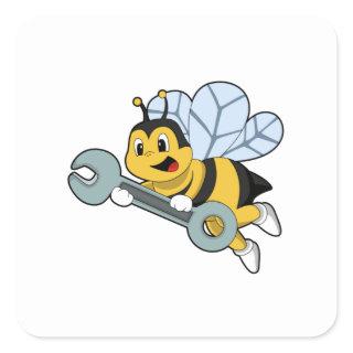 Bee as Mechanic with Wrench Square Sticker