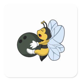 Bee at Bowling with Bowling ball Square Sticker