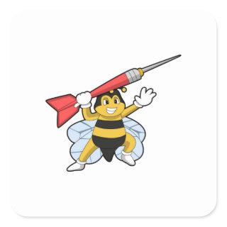 Bee at Darts with Dart.PNG Square Sticker