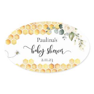 Bee baby shower oval sticker