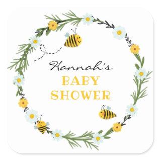 Bee Baby Shower Square Sticker