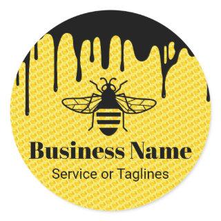 Bee Beekeeping Fresh Honey Apiary Black Drips Classic Round Sticker