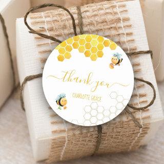 Bee Birthday Party Thank You Classic Round Sticker