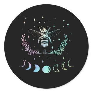 Bee Crescent Moon Wicca Pastel Goth Insect Witchy Classic Round Sticker
