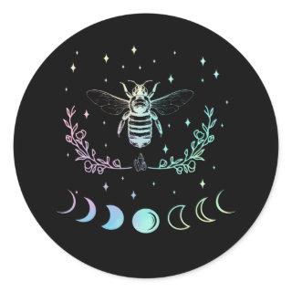 Bee Crescent Moon Wicca Pastel Goth Insect Witchy Classic Round Sticker