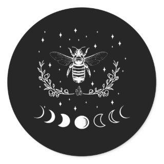 Bee Crescent Moon Witchcraft Wicca Goth Insect Classic Round Sticker