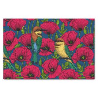 Bee eaters and poppies tissue paper