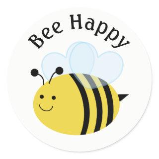 Bee Happy Bumblebee Classic Round Sticker