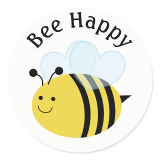 Bee Happy Bumblebee Classic Round Sticker