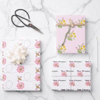 Bee Happy Pink Wildflower   Sheets