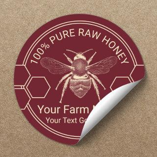 Bee Homemade Honey Jar Red Beekeeper Farm Classic Round Sticker