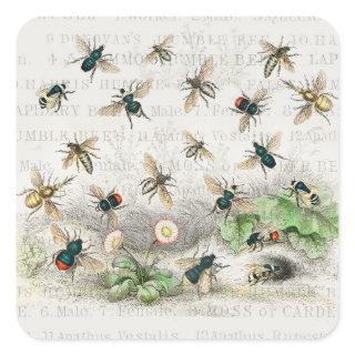 Bee Honey Worker Queen Bees Antique  Square Sticker