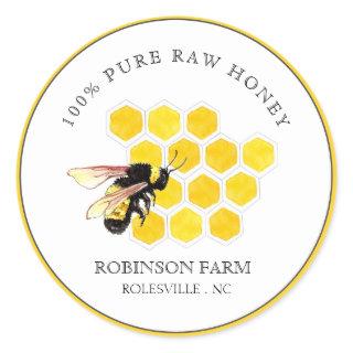 Bee & Honeycomb  Apiary Beekeepers Classic Round Sticker