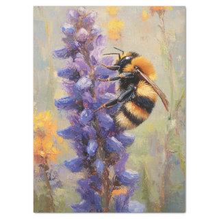 Bee on a Purple Lupine Flower Decoupage Tissue Paper