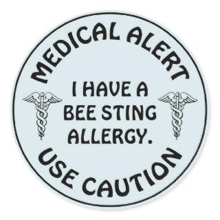 BEE STING ALLERGY CLASSIC ROUND STICKER