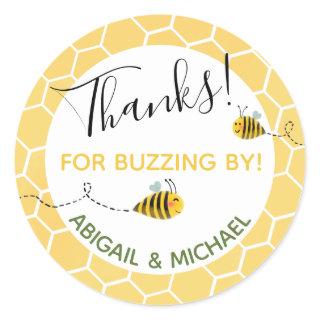 Bee-Themed 🐝 "Thanks For Buzzing By" Party Favor Classic Round Sticker