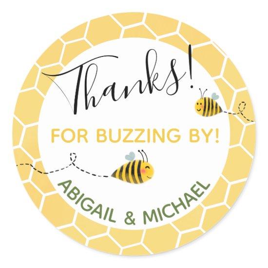Bee-Themed 🐝 "Thanks For Buzzing By" Party Favor Classic Round Sticker