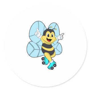Bee with Roller skates Classic Round Sticker