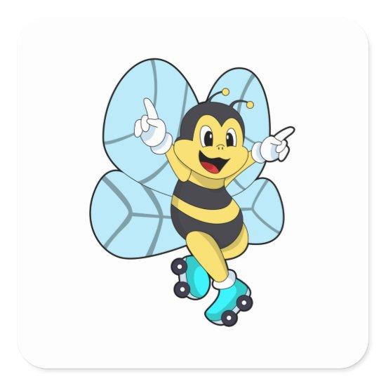 Bee with Roller skates Square Sticker