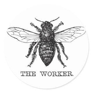 Bee Worker Honey Black Bumblebee Classic Round Sticker